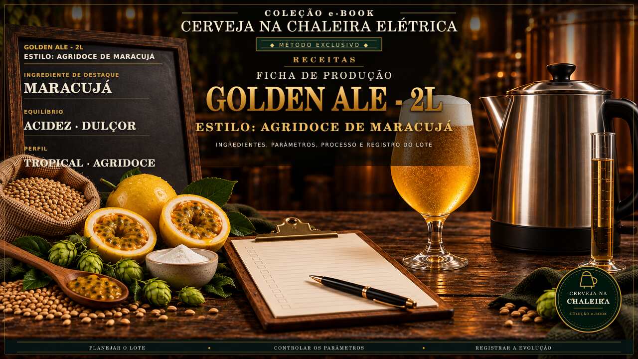 Capa editorial da receita — Ficha de Produção Golden Ale - 2L - Estilo: Agridoce de Maracujá