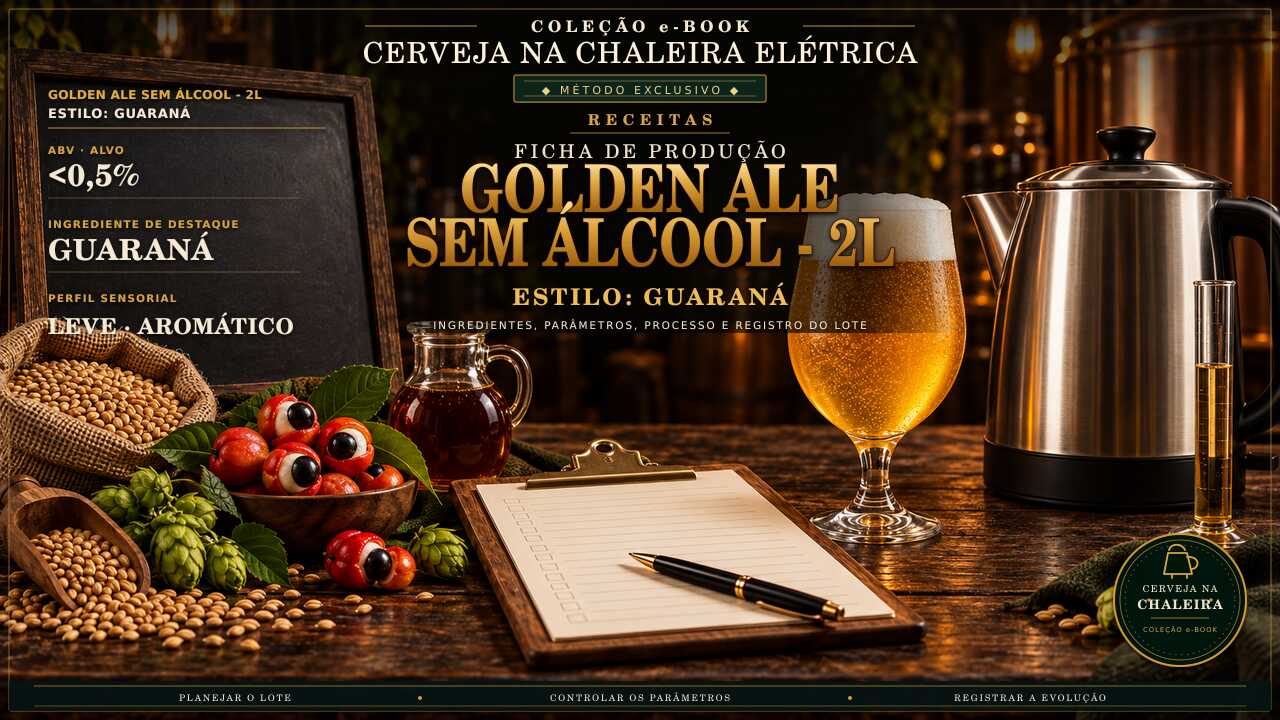 Capa editorial da receita — Ficha de Produção Golden Ale sem Álcool - 2L - Estilo: Guaraná