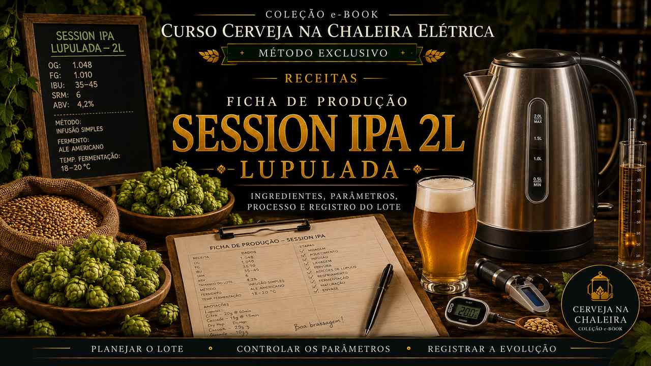Capa editorial da receita — Ficha de Produção Session IPA Lupulada 2L